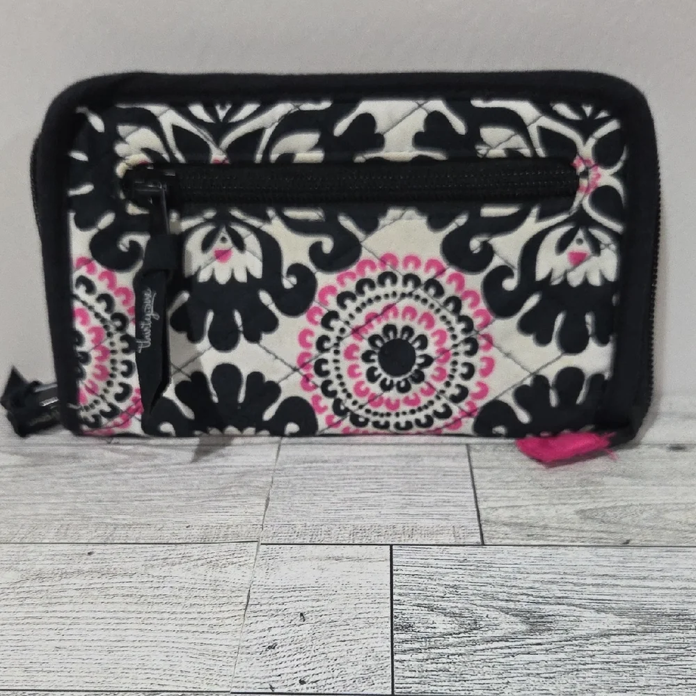 Thirty-One Black and Pink Patterned Wallet